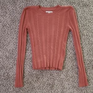 Cable Knit Sweater Shirt Pink